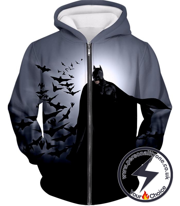 Super Cool Gotham Vigilante Batman Graphic Action Zip Up Hoodie